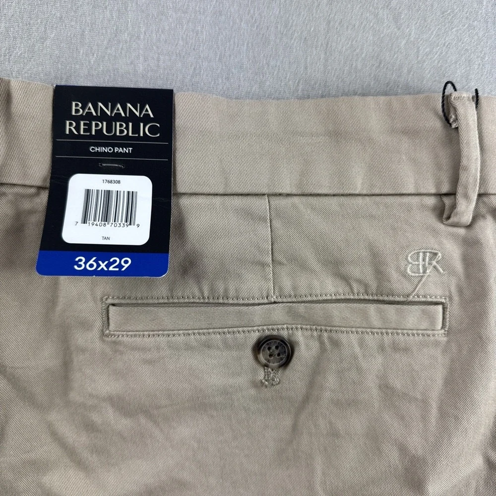 Banana Republic Chino Pants Mens 36x29 Beige Khakis Slacks Chinos Preppy Tan NEW